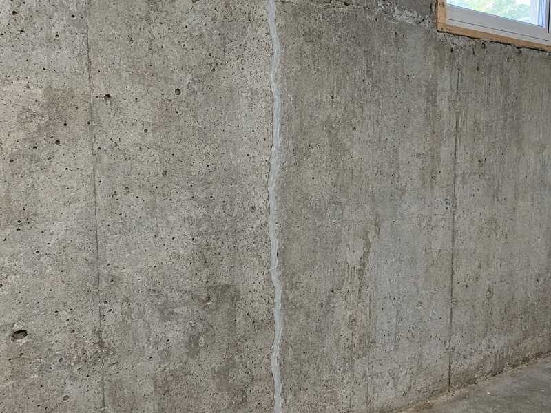 Sealed foundation crack after injection repair in Greenville, SC